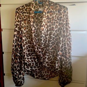 Long sleeve blouse cheetah sheer